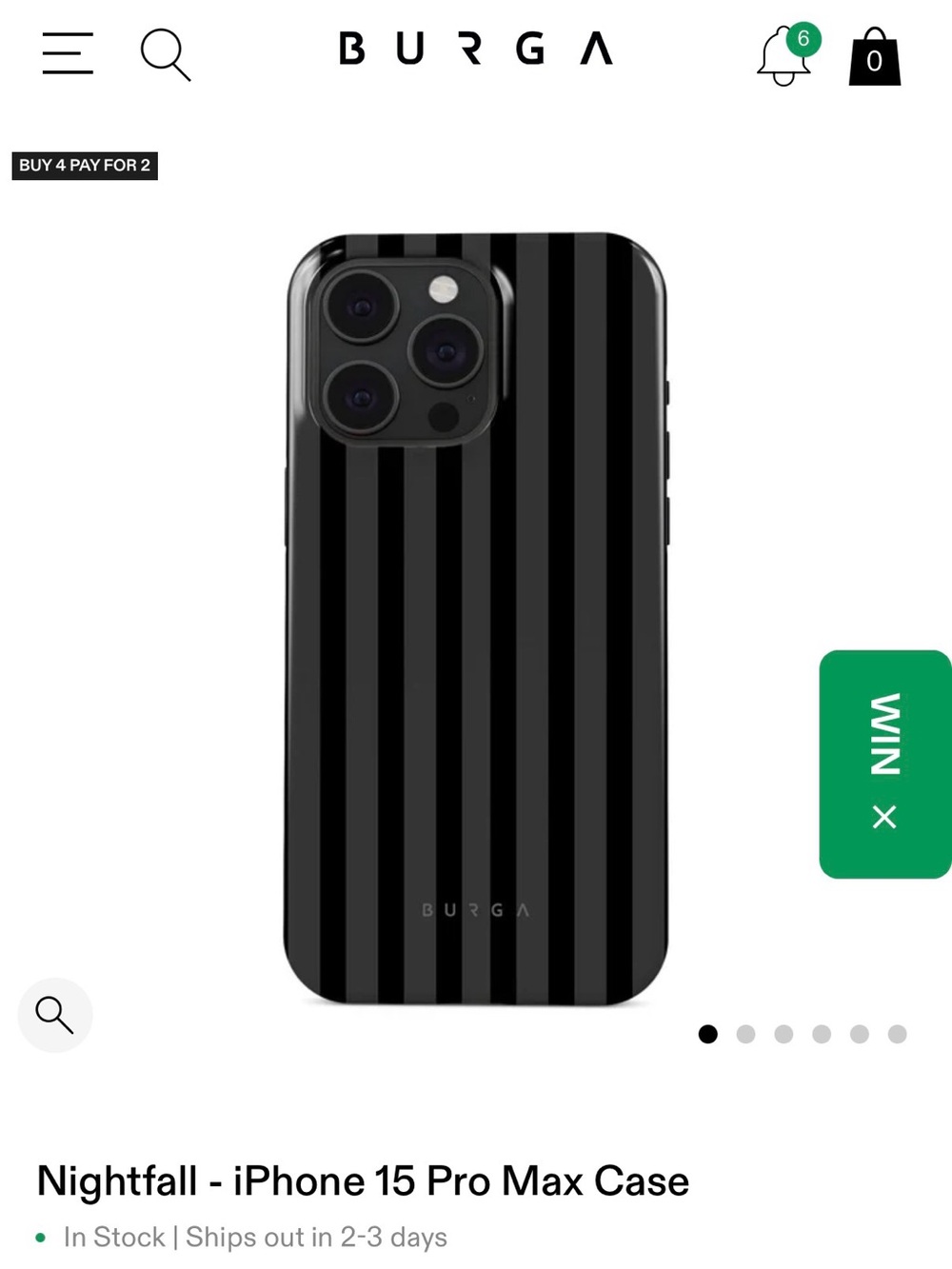 Nightfall Black Stripe Case for iPhone 15 Pro Max BURGA